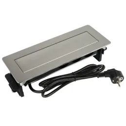 Izvlečna vtičnica AMBIENTE SCHUKO 3x230V + USB A-C / Nerjaveče jeklo