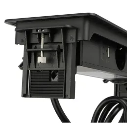 Nagibna vtičnica AMBIENTE SCHUKO 3x230V + USB A-C / črna mat