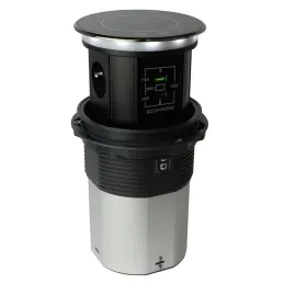 Avtomatska izvlečna vtičnica AMBIENTE SCHUKO 3x230V + USB A-C z osvetlitvijo in polnjenjem / Črno steklo