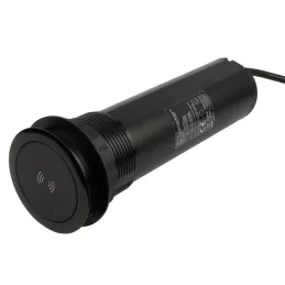 Izvlečna vtičnica AVION SCHUKO 2x230V + USB A-C in indukcijsko polnjenje / Črna mat