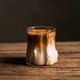 Borosilikatni kozarec za kavo WOOD 300 ml / Prozoren