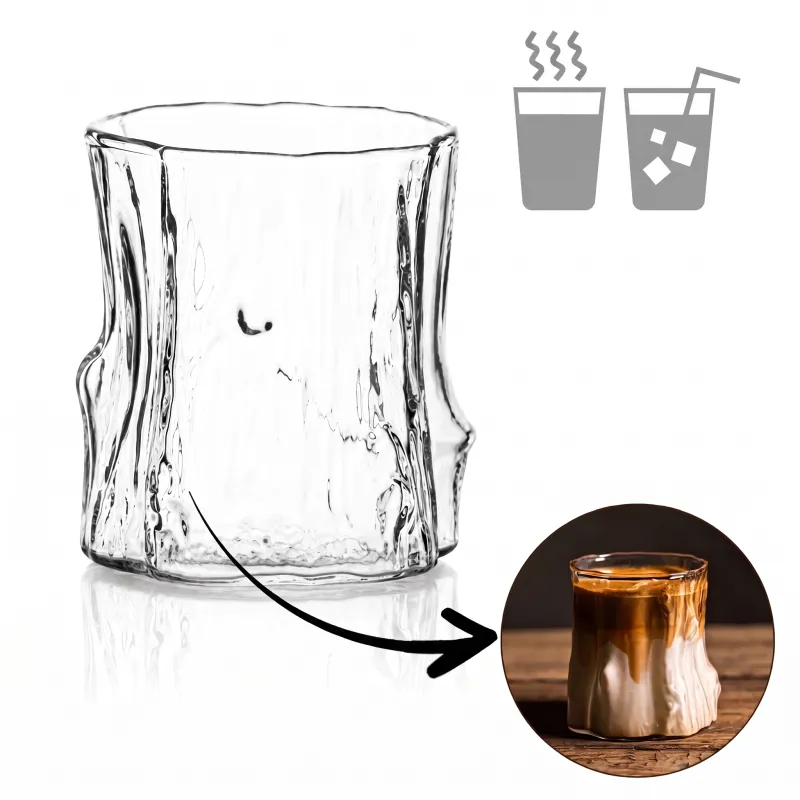 Borosilikatni kozarec za kavo WOOD 300 ml / Prozoren