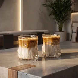 Borosilikatni kozarec za kavo WOOD 300 ml / Prozoren