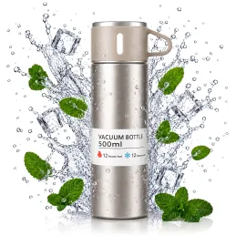 Nerjaveča termovka s kozarcem THERMIO 500 ml / Bež