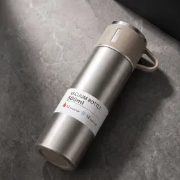 Nerjaveča termovka s kozarcem THERMIO 500 ml / Bež