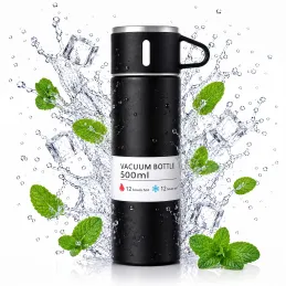 Nerjaveča termovka s kozarcem THERMIO 500 ml / Črna
