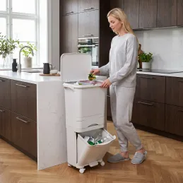 Koš za smeti SAVA na kolesih 42L / Bela