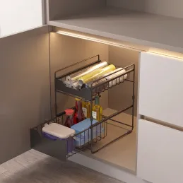 Izvlečna košara za kuhinjo ali kopalnico ZORA 300 mm / Antracit
