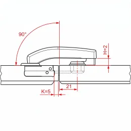 Tečaj 90° SLIDE-ON s podložko