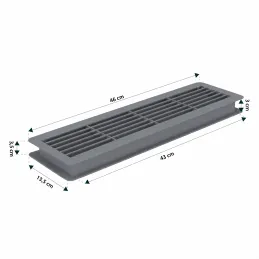 Dvostranska prezračevalna rešetka za vrata 430 x 115 mm / Siva