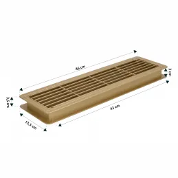 Dvostranska prezračevalna rešetka za vrata 430 x 115 mm / Zlata patina