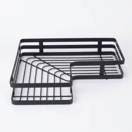 Set 2 kosih visečih kotnih polic SAND / Črna mat
