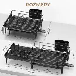 Raztegljiv odcejevalnik za posodo WARD / Črna mat