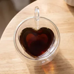 Termo kozarec za kavo HEART 240 ml / Prozoren