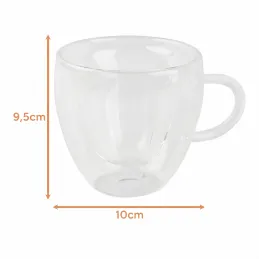 Termo kozarec za kavo HEART 240 ml / Prozoren