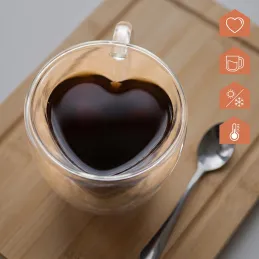 Termo kozarec za kavo HEART 240 ml / Prozoren