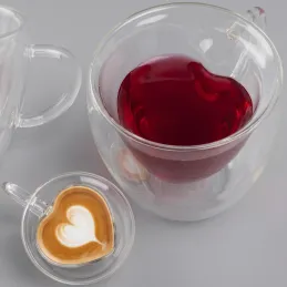 Termo kozarec za kavo HEART 240 ml / Prozoren