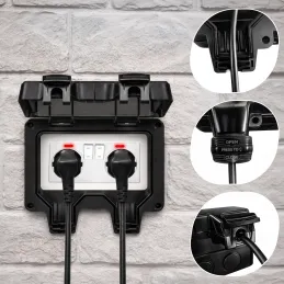 Zunanja električna vtičnica GARDENIA SCHUKO 2x230V / Črna mat