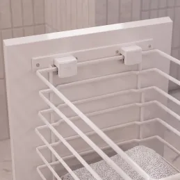 Izvlečna košara za perilo z blaženjem in pritrditvijo na vrata ALO / Bela mat