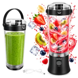 USB električni mešalnik ARIANO za smoothieje in koktajle 600 ml / Črn
