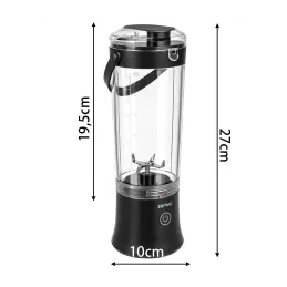 USB električni mešalnik ARIANO za smoothieje in koktajle 600 ml / Črn