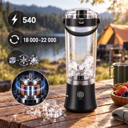 USB električni mešalnik ARIANO za smoothieje in koktajle 600 ml / Črn