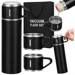 Dizajnerska termovka s 3 kozarci 400 ml / Črna mat