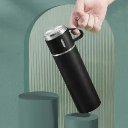Dizajnerska termovka s 3 kozarci 400 ml / Črna mat