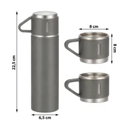 Dizajnerska termovka s 3 kozarci 400 ml / Siva