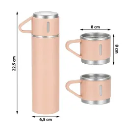 Dizajnerska termovka s 3 kozarci 400 ml / Roza