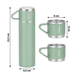 Dizajnerska termovka s 3 kozarci 400 ml / Zelena