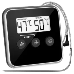 LCD termometer za živila s sondo in magnetom / Črn