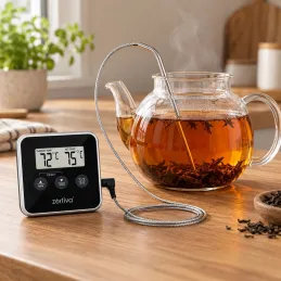 LCD termometer za živila s sondo in magnetom / Črn