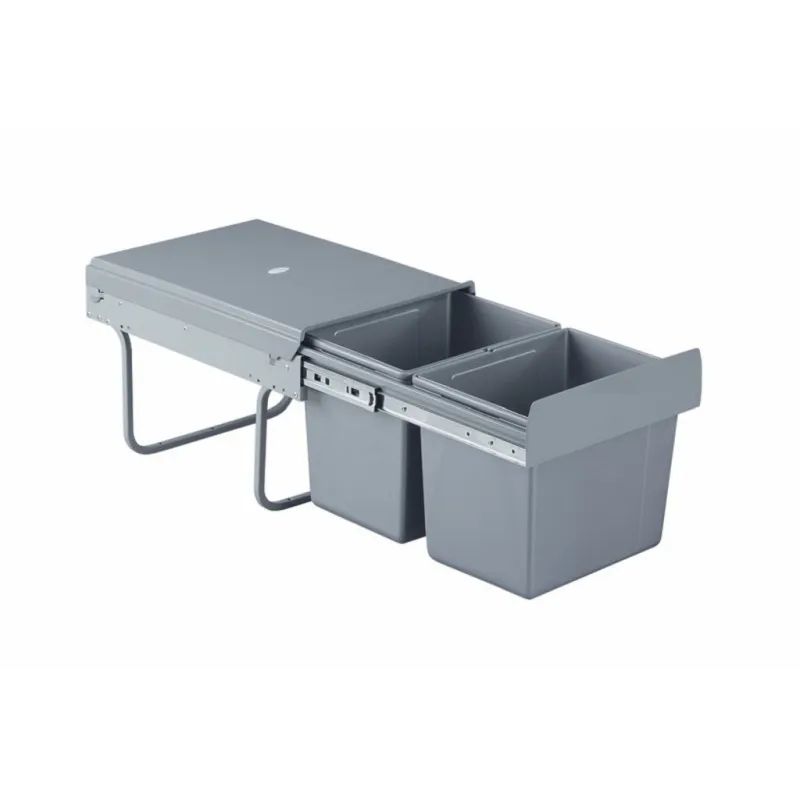 Izvlečni koš za odpadke 400 mm – 2 × 15 l / siv