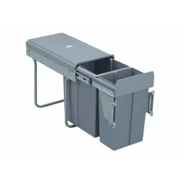 Izvlečni koš za smeti 300 mm – 1 × 20 L + 1 × 10 L z nosilci vrat / siv