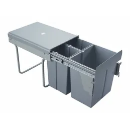 Izvlečni koš za odpadke 400 mm – 2 × 10 l + 1 × 20 l z nosilci za vrata / siv
