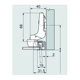 Vložni tečaj za aluminijasta vratca CLIP TOP 95° z blaženjem