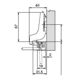 Delno prekrivni tečaj za aluminijasta vratca CLIP TOP 95°