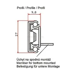 Ložiskový výsuv 27mm spodná montáž