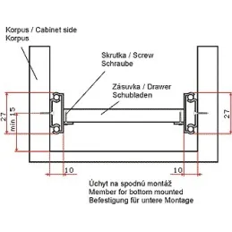 Ložiskový výsuv 27mm spodná montáž