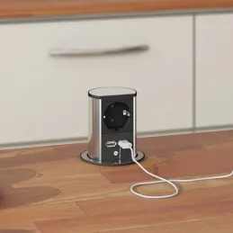 Izvlečna električna vtičnica Elevator USB iz nerjavnega jekla