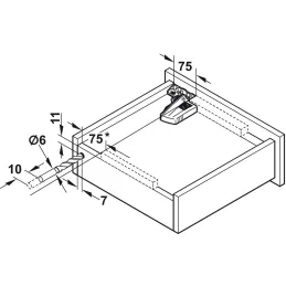 Skriti izvlek MOVENTO z blaženjem in pritrdilnimi elementi / 40 kg