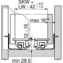 Skriti podizni izvlek MOVENTO TIP-ON BLUMOTION z ročaji / 40 kg