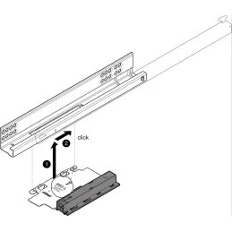 Skriti polni izvlečni predalni mehanizem TANDEM Plus TIP-ON z nosilci / 30 kg