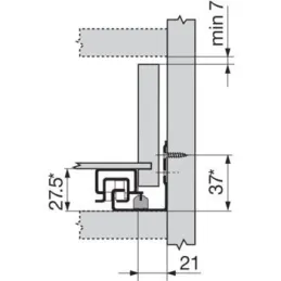 Skriti polni izvlečni predalni mehanizem TANDEM Plus TIP-ON z nosilci / 30 kg