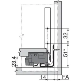 Stranica LEGRABOX »K« 128,5 mm / Siva