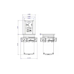 Izvlečna električna vtičnica Elevator OFFICE / Brušen aluminij