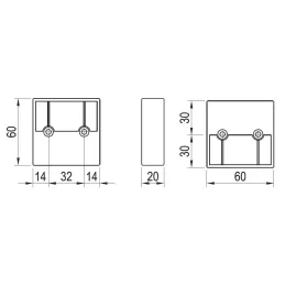 Plastična nogica 20 mm 60x60 / Sijajni krom