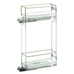 Dvojna košara za zgornje omarice STANDARD 150 mm s plastičnimi posodami / Krom