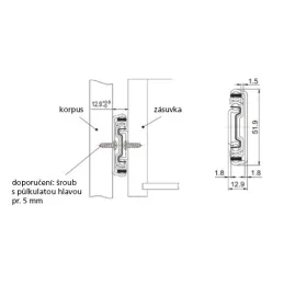 Kroglični izvlek z blaženjem 52 mm / Nosilnost 75 kg